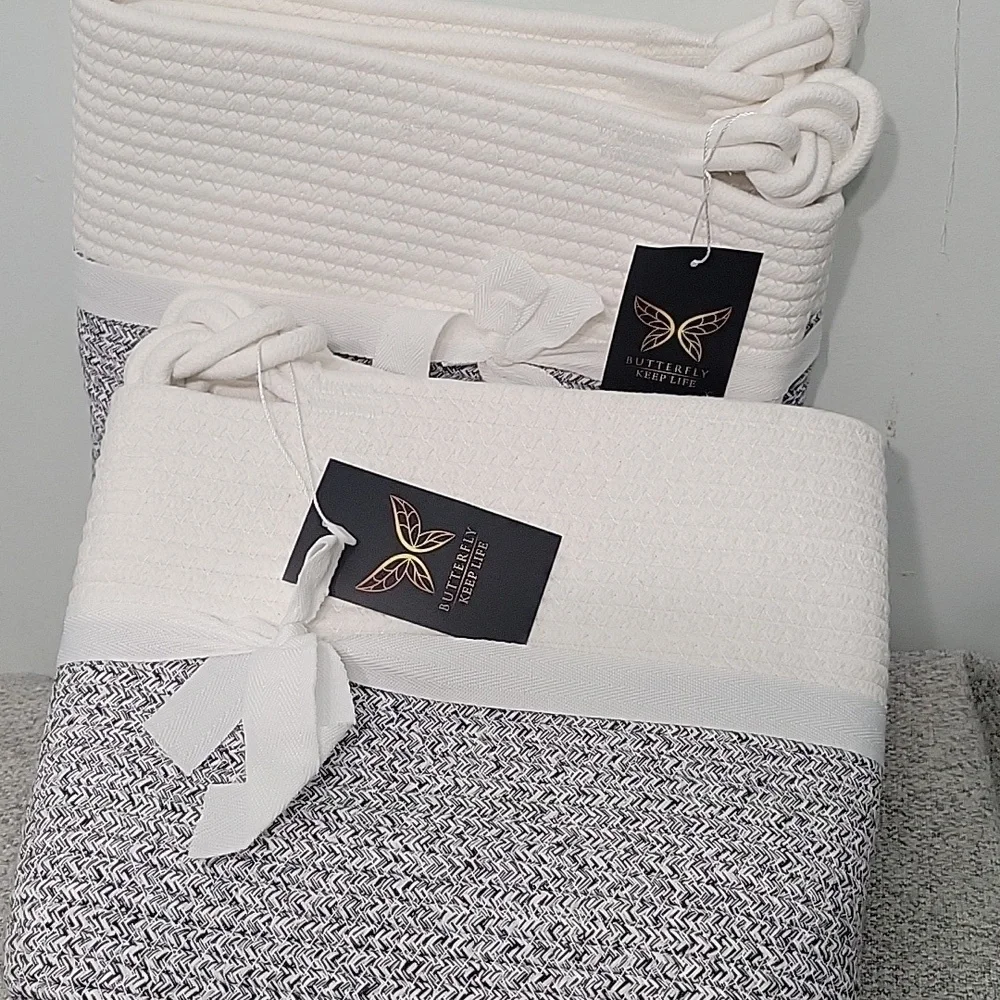 Cotton Rope Basket  Set Of 2 15x13 In